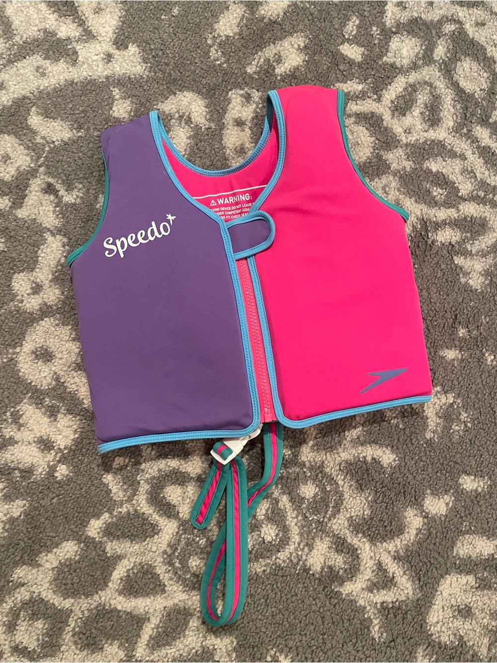 Speedo Kids Pink & Purple Neoprene Swim Vest with Teal Trim Age 4-6
